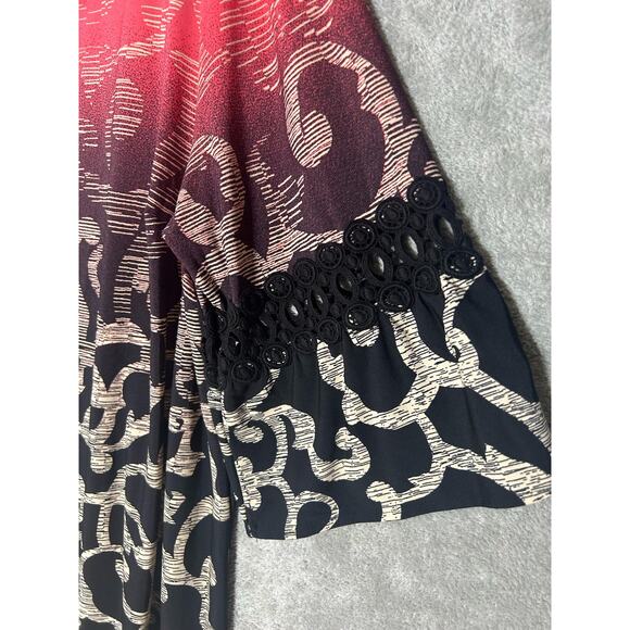 Catherine's Shift Dress Size 2X Pink Ombre Scrolls 3/4 Sleeve Boho Western Rodeo - Picture 3 of 7